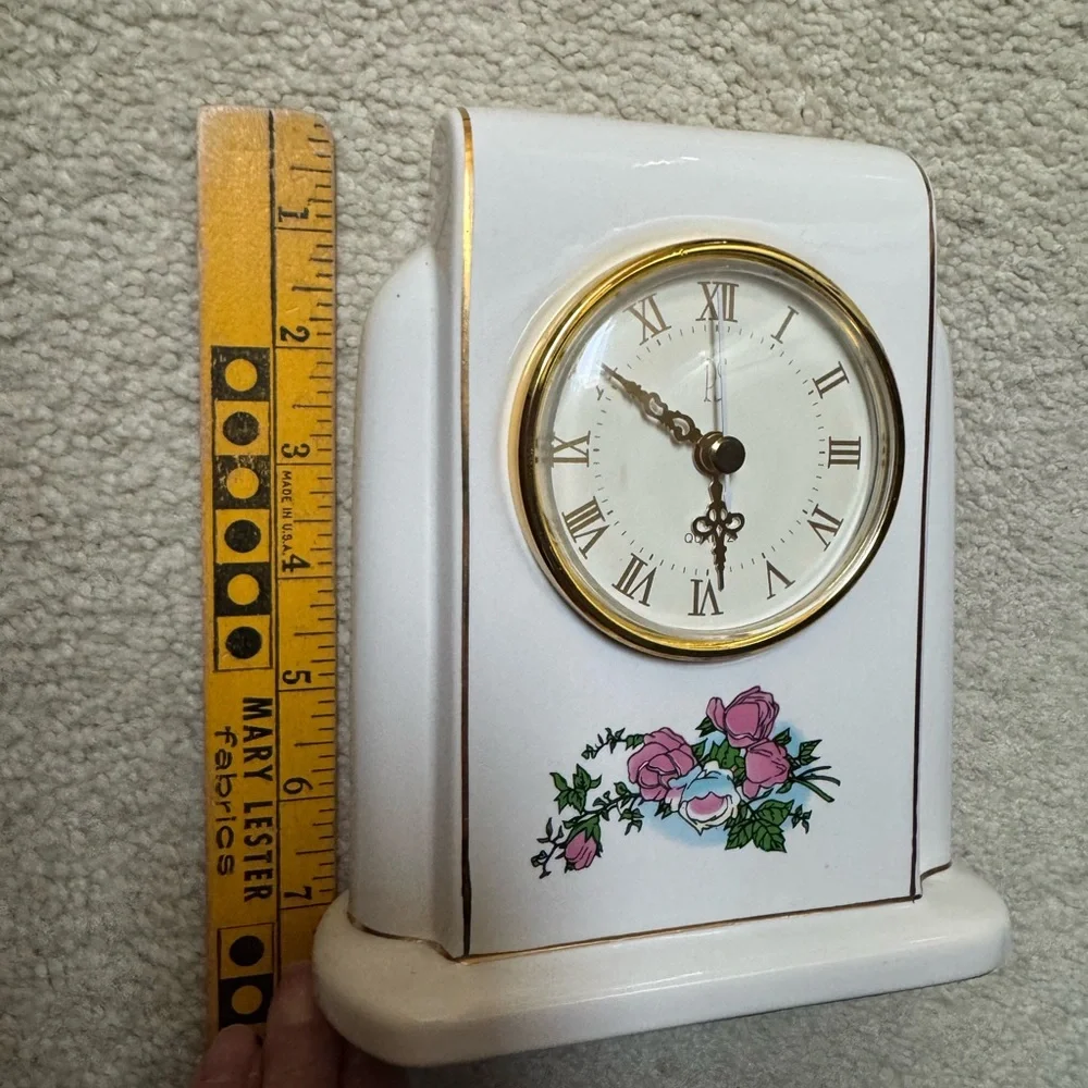 Paul Sebastian Mantel Clock PS 1996 Limited Ed  Floral Porcelain‎ Ceramic  VTG